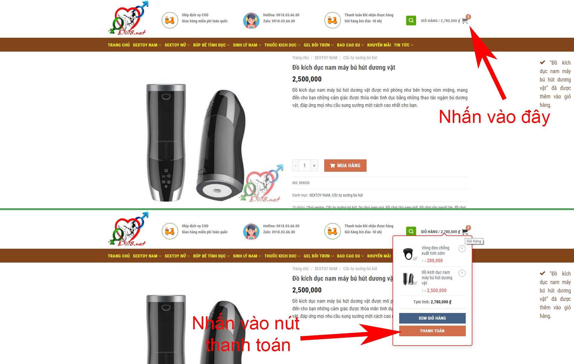 Thao tác khi mua hàng