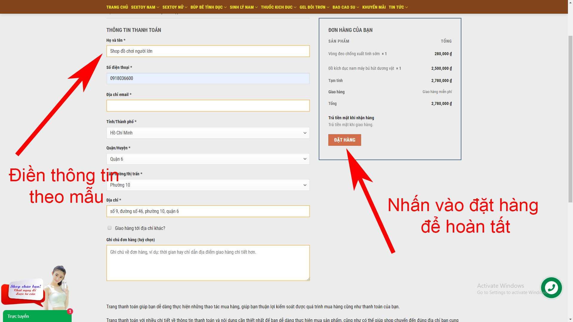 Hướng dẫn mua hàng trên thiết bị máy tính bàn và laptop