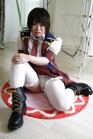 Asian schoolgirl Mayu Nakane revealing her nice ass and inviting gash