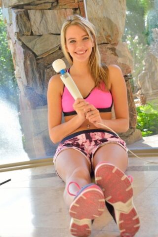 Blonde stunner Kenna strips naked in public before toying herself at home
