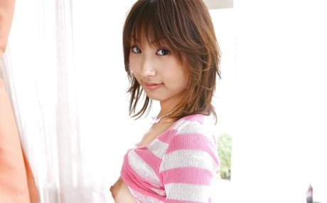 Foxy asian amateur Haruka Morimura revealing her nice titties and neat fanny