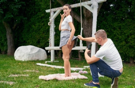 Naughty babe Vixi Rafi enjoys wild outdoor sex reverse cowgirl style