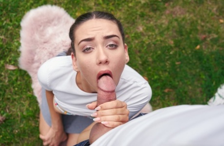 Naughty babe Vixi Rafi enjoys wild outdoor sex reverse cowgirl style