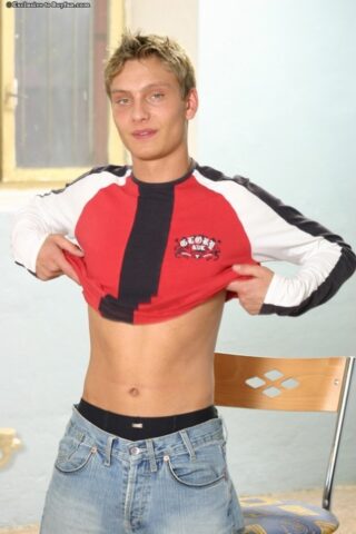 59413006_003_0810 Blonde boy Richard 2 strips and treats himself to a handjob until he cums