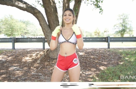 Charming fit teen Jeni Angel blows and fucks her personal coach