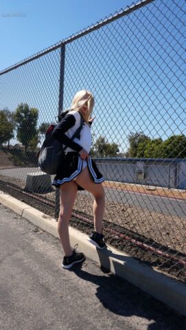 Blonde cheerleader Lily Rader sucks cock in POV & has her teen pussy pounded