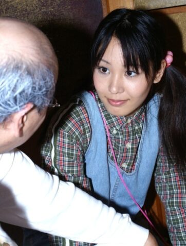 Asian teen with pigtails Tomo gets her bushy muff stuffed by an old guy