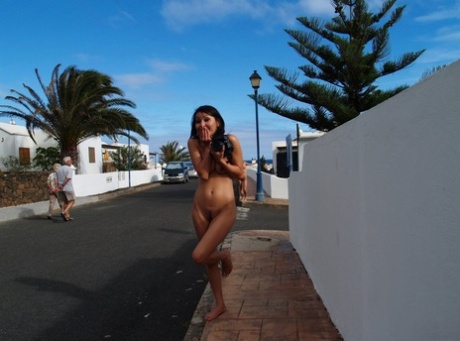 Shameless amateur girls posing butt naked in public in front of cameras