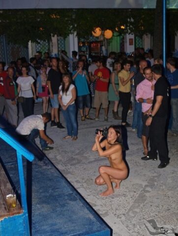 Shameless amateur girls posing butt naked in public in front of cameras