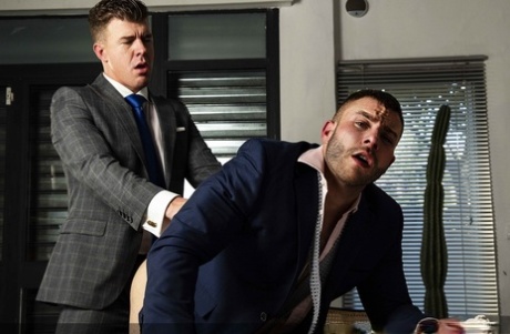 Hunky gay workmates Diego Reyes & JJ Knight have a wild anal quickie