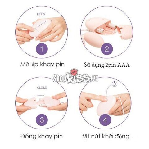 Minh họa cách bật nút nguồn và điều chỉnh chế độ trên remote trứng rung DC59D