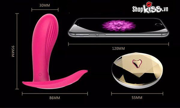 Kích thước chi tiết của máy rung điểm G Fox M1 và bộ điều khiển từ xa nhỏ gọn