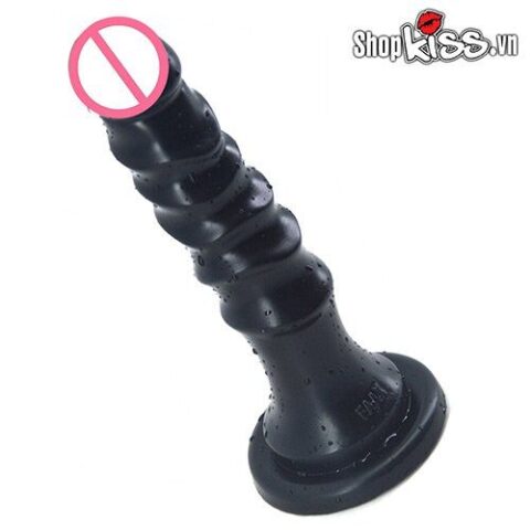Dụng cụ kích thích hậu môn siêu gân Faak HM07H màu đen với thiết kế gân nổi độc đáo