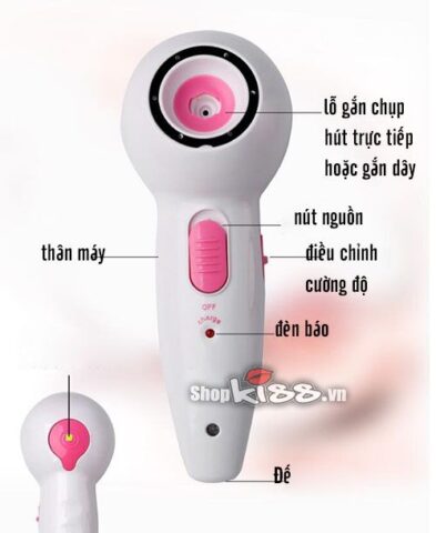 Sơ đồ cấu tạo và hướng dẫn điều khiển các nút chức năng trên dụng cụ massage nâng ngực DC67U