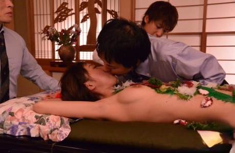 51367145_014_b14a Japanese cutie Miu Suzuha gets gangbanged after being used as a sushi plate