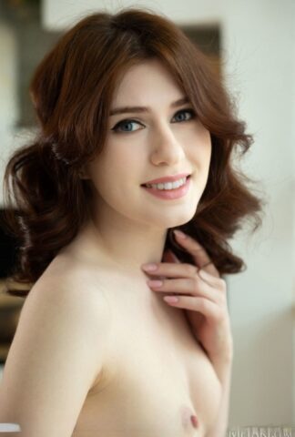 68483353_018_bdc2 Sweet teen Pearl discards a red dress to model in the buff