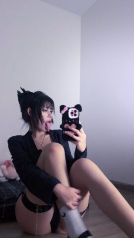 Charming brunette Daniella VIP sticks out her tongue while taking selfies