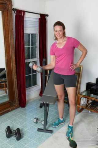 68660720_001_a767 Horny mature mom Camille Johnson drops her exercise clothes and rubs her twat